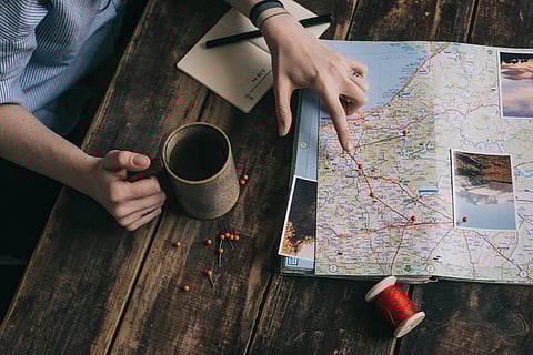 Woman planning a hike