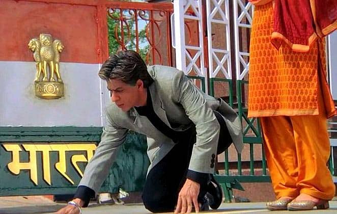 Veer at the Attari-Wagah Border in a screengrab from Veer Zara