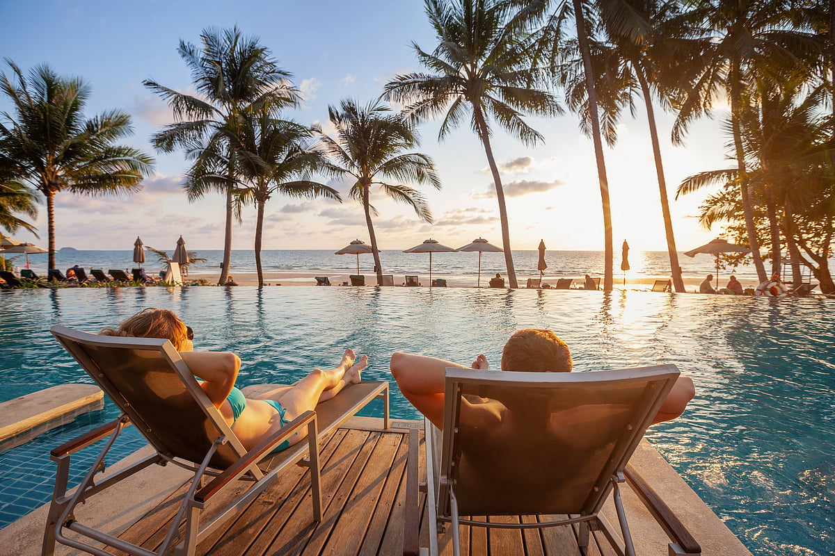 Couple on a beach in Maldives