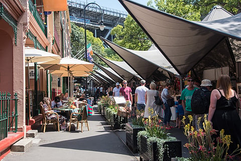 Tourists at a market in Australia