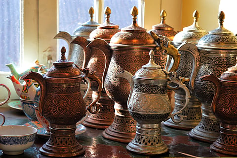 Handcarved copper samovars