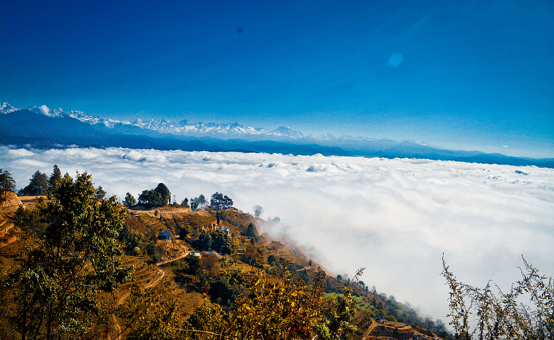 Nagarkot view from top of a mountain
