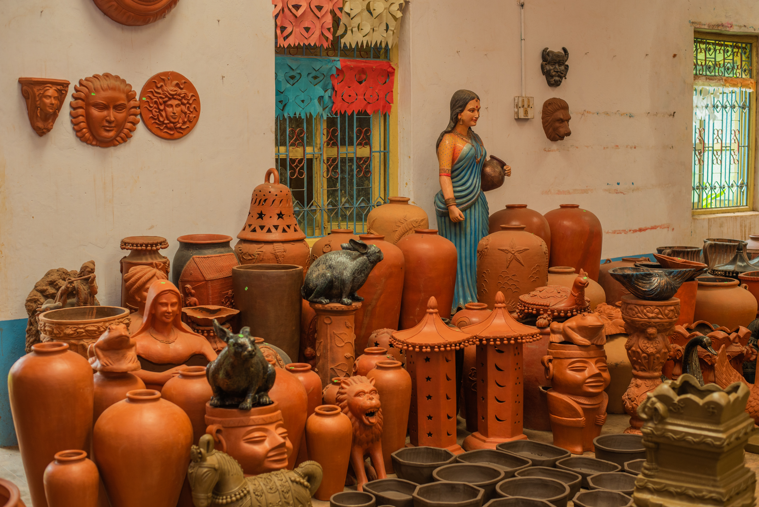 As part of sustainable initiatives, locally made clay artefacts are sold in Goa