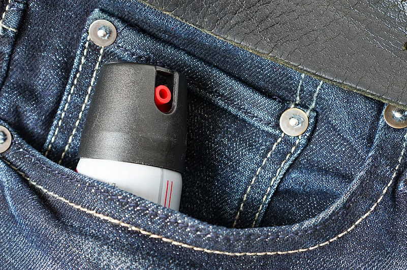 Pepper spray in jeans pocket
