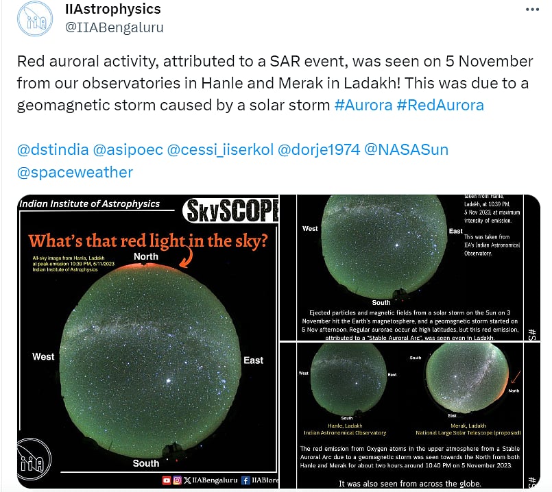 The rare red Aurora was spotted by Ladakh observatories on November 5 