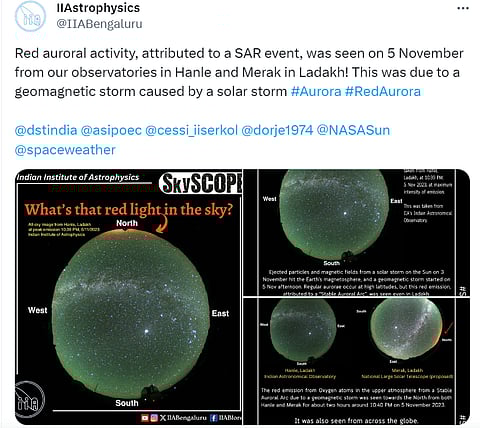 The rare red Aurora was spotted by Ladakh observatories on November 5 