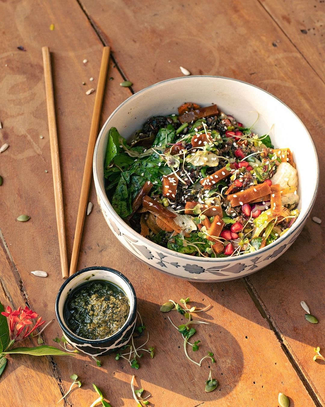 Seitan Pesto Rice salad at Bodhi Green