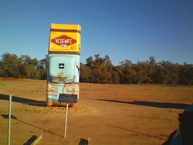 A Vegemite vehicle in Paddock, Condobolin