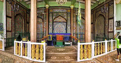 Intricate geometrical patterns in the Badshahi Ashurkhana 