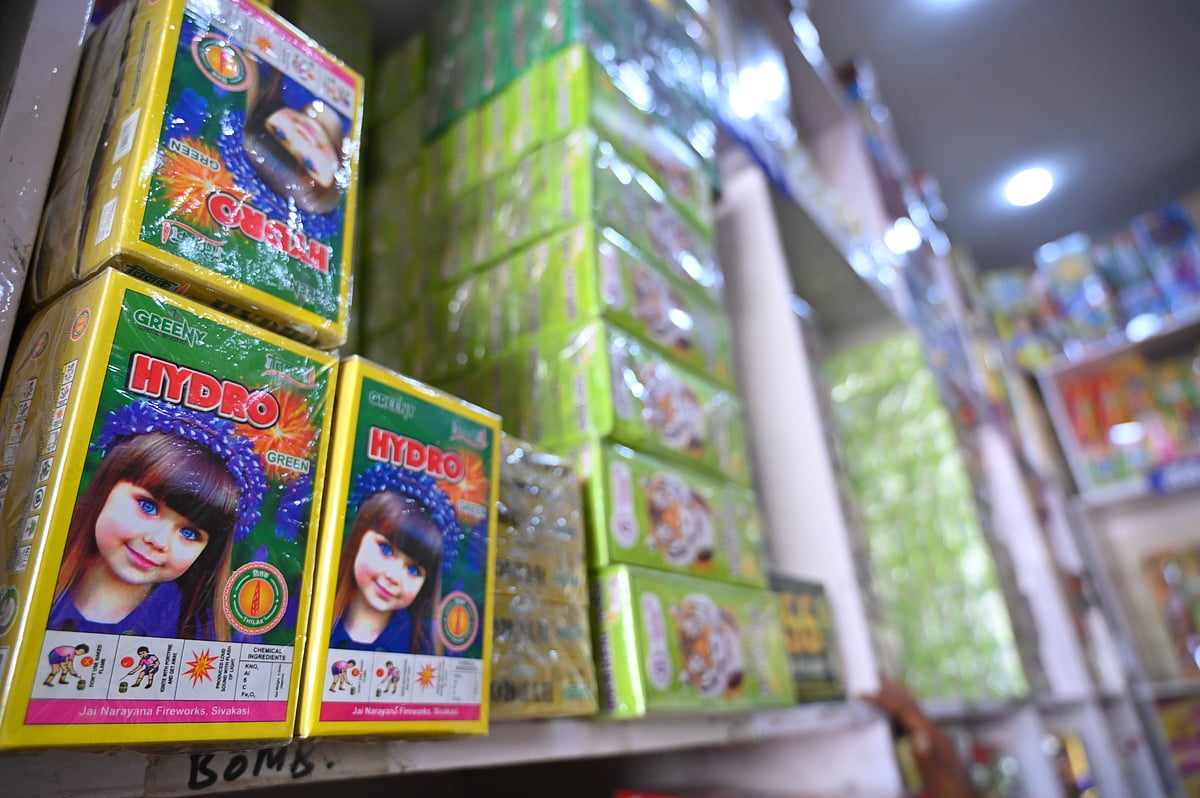 Green crackers being sold at a shop in Gurugram, Haryana