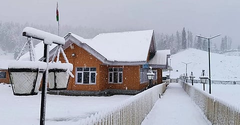 A snow-clad house in Gulmarg, Jammu & Kashmir