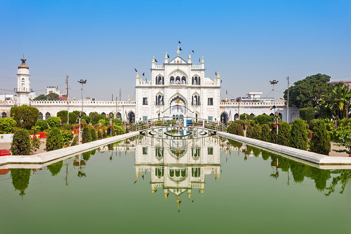 The tower is located near the Chota Imambara, also known as Hussainabad Imambara