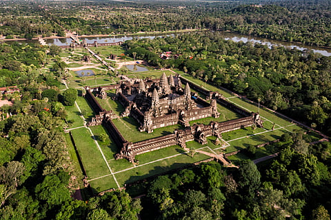 Aerial view of Angkor Wat temple, Siem Reap, Cambodia