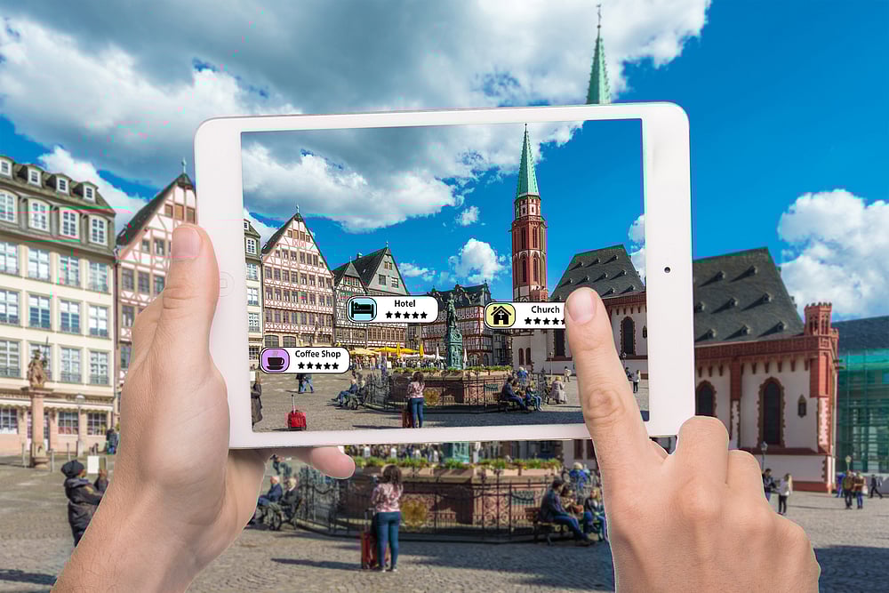 You can use a smart phone with an AR app to check relevant information about the spaces around a city