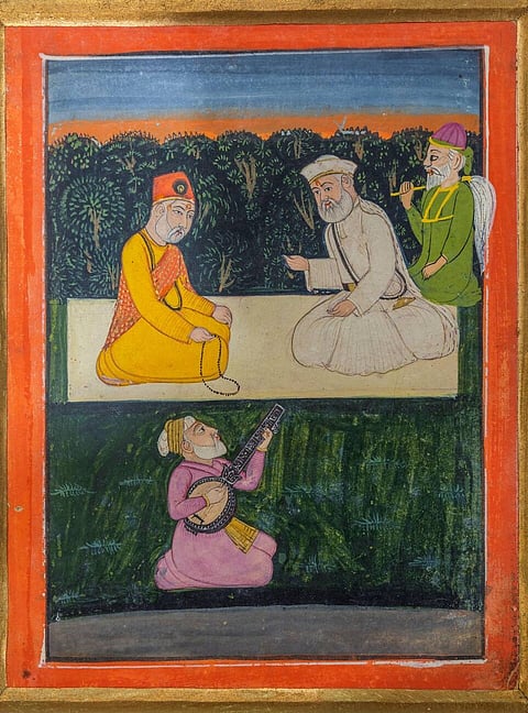 Guru Nanak with Kabir, painting from an 1830's Janamsakhi