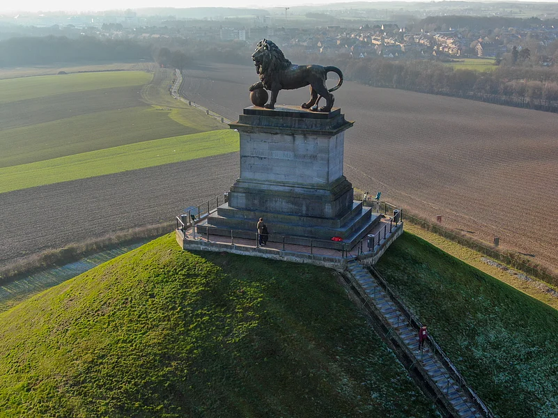 The immense Butte Du Lion on the battlefield of Waterloo where Napoleon died
