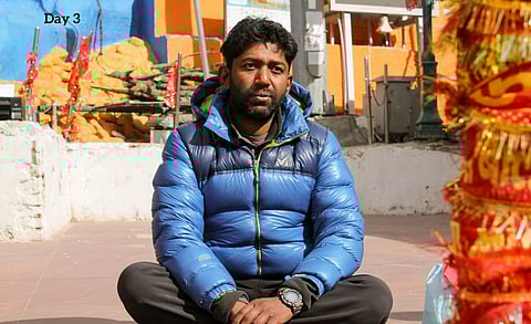 Rency at a temple on the way