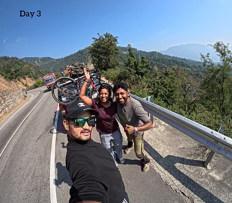 Rency with his wife Ponni and logistics manager Yogi