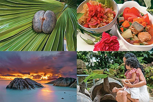 Seychelles is the land of coco de mer, fresh seafood, giant tortoises (also known as the Seychelles domed giant tortoise), and beautiful white sand beaches