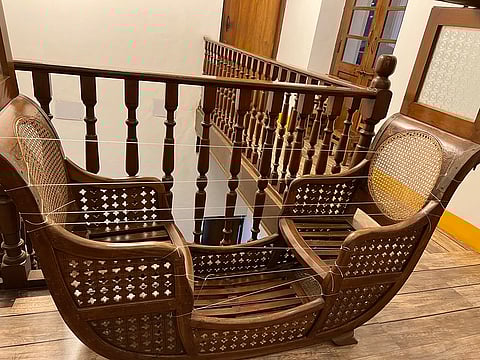 A palanquin displayed at the Ancestral Goa Bigfoot museum