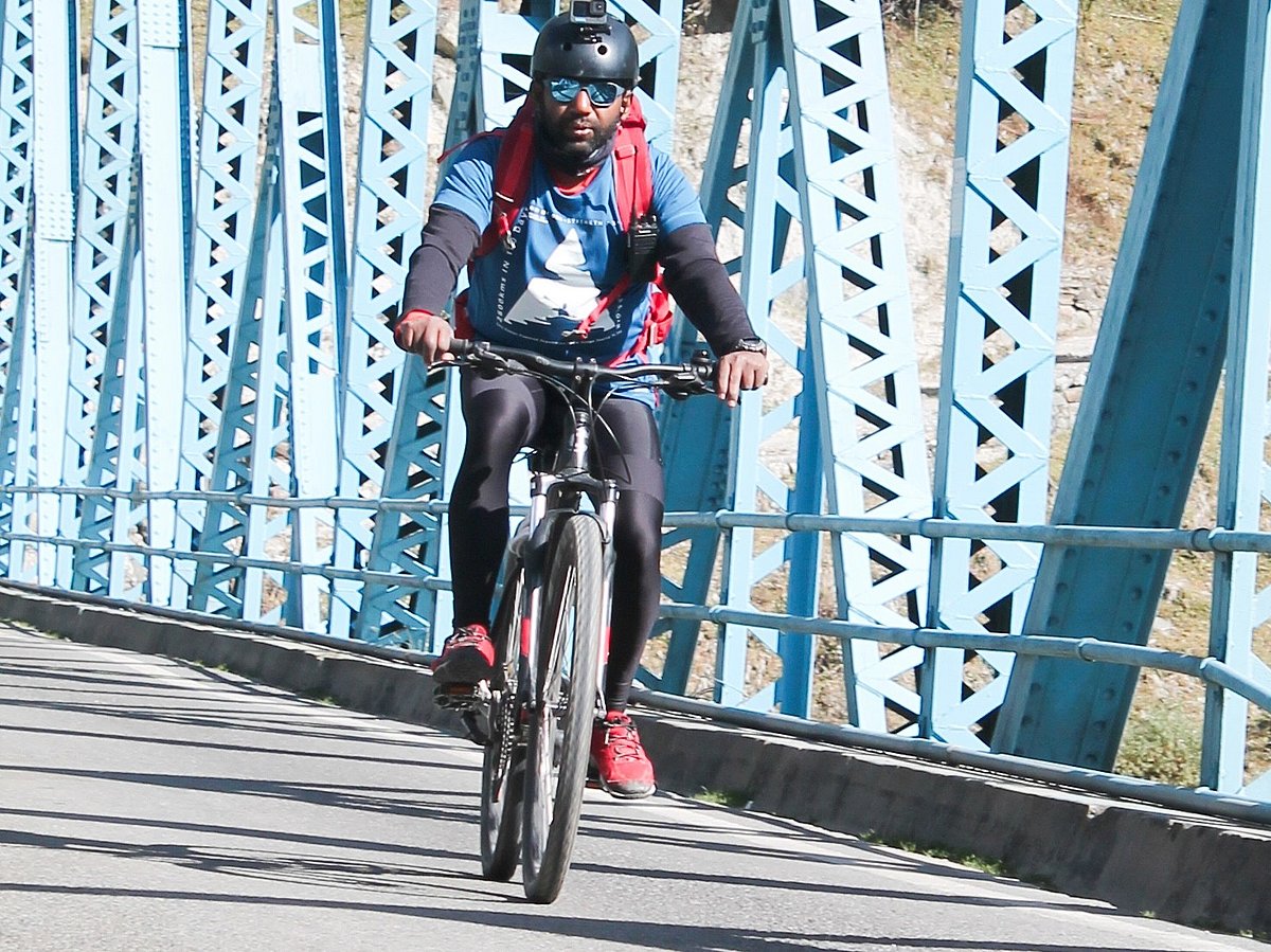 Rency Thomas on his way to the next leg of the journey