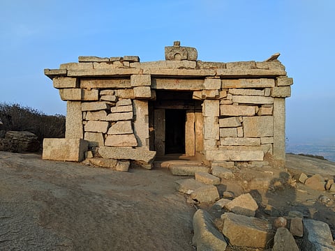 A stone temple build on top of the of Skandagiri hills near Bangalore