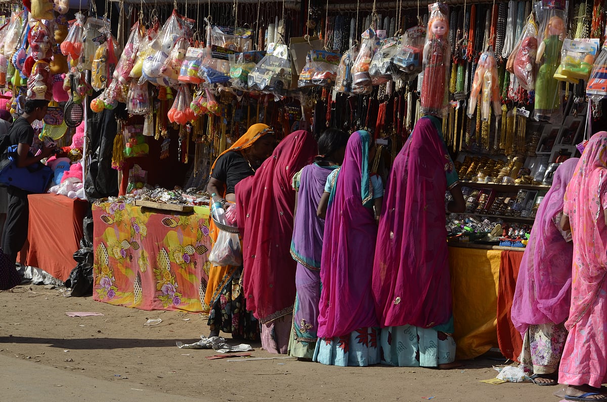 Women shoping at a local market in Ajmer