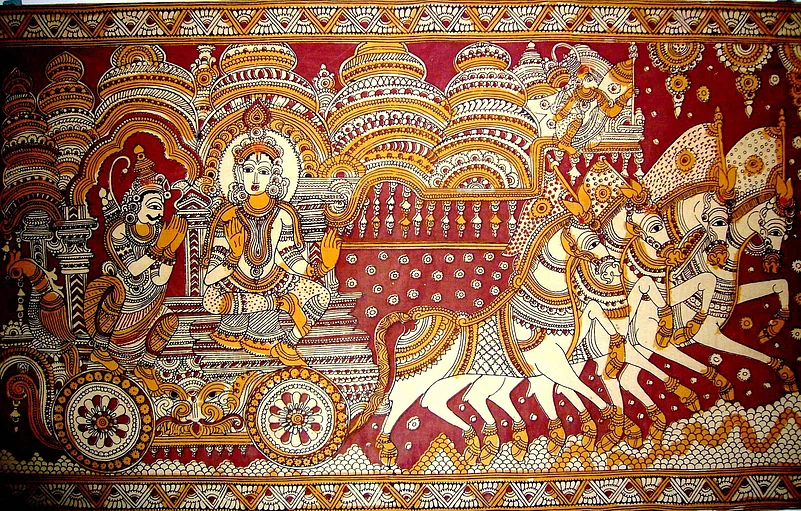 Kalamkari art is hand-painted or block-printed cotton textile produced in Andhra Pradesh