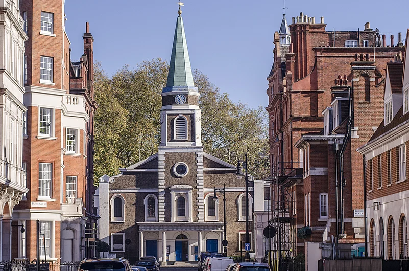 Grosvenor Chapel in Londons upmarket Mayfair