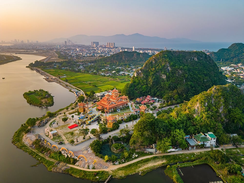 Aerial view of Da Nang Marble mountains