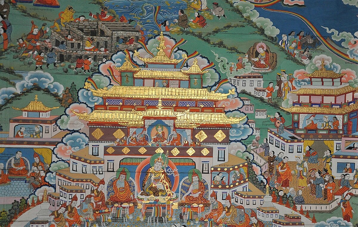 Gorgeous murals on the walls of Lachung Monastery