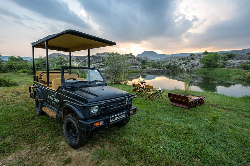 An Utsav Camp jeep in Sariska