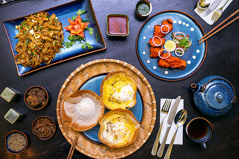 Sri Lankan kottu roti, hoppers cake, chicken spicy tikka