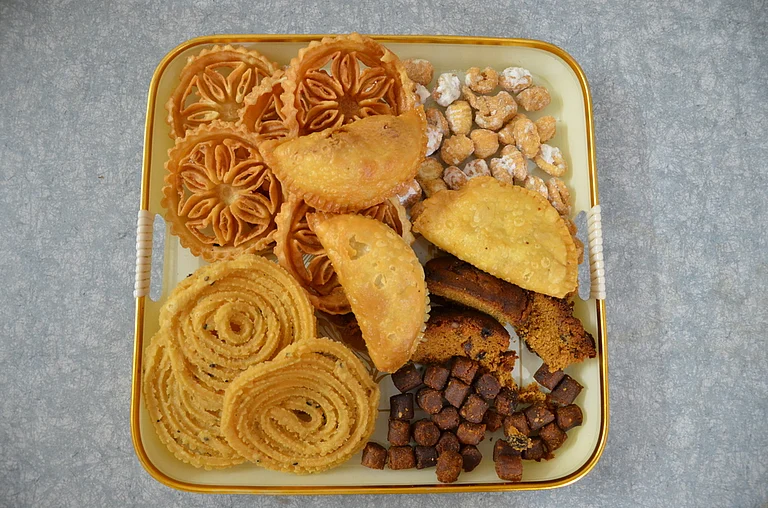 A platter of Christmas treats, or kuswar - DS Lucas/Shutterstock