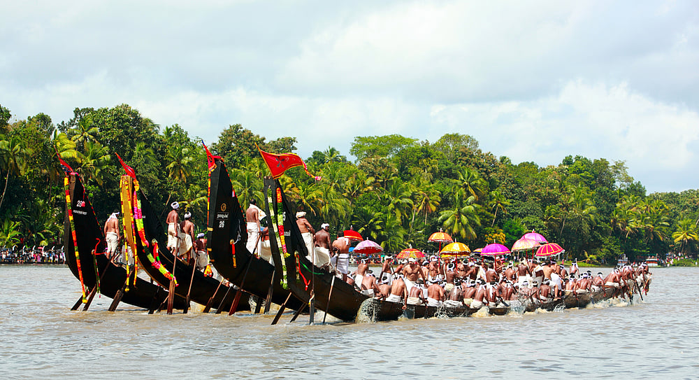 Snake boats participating at Aranmula Boat Race  in Kerala.