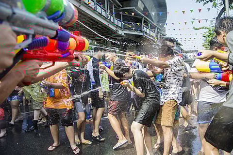 Splash of water guns at the Songkran Festival