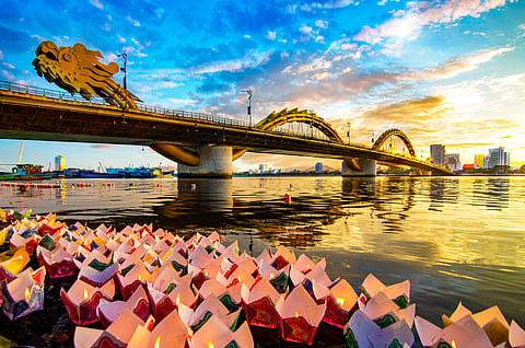 The Dragon Bridge at sunset.
