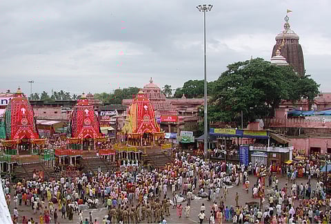Lord Jagannath and his siblings,  Lord Balabhadra and Goddess Subhadra,  take a chariot ride to their aunt's home in three gigantic chariots