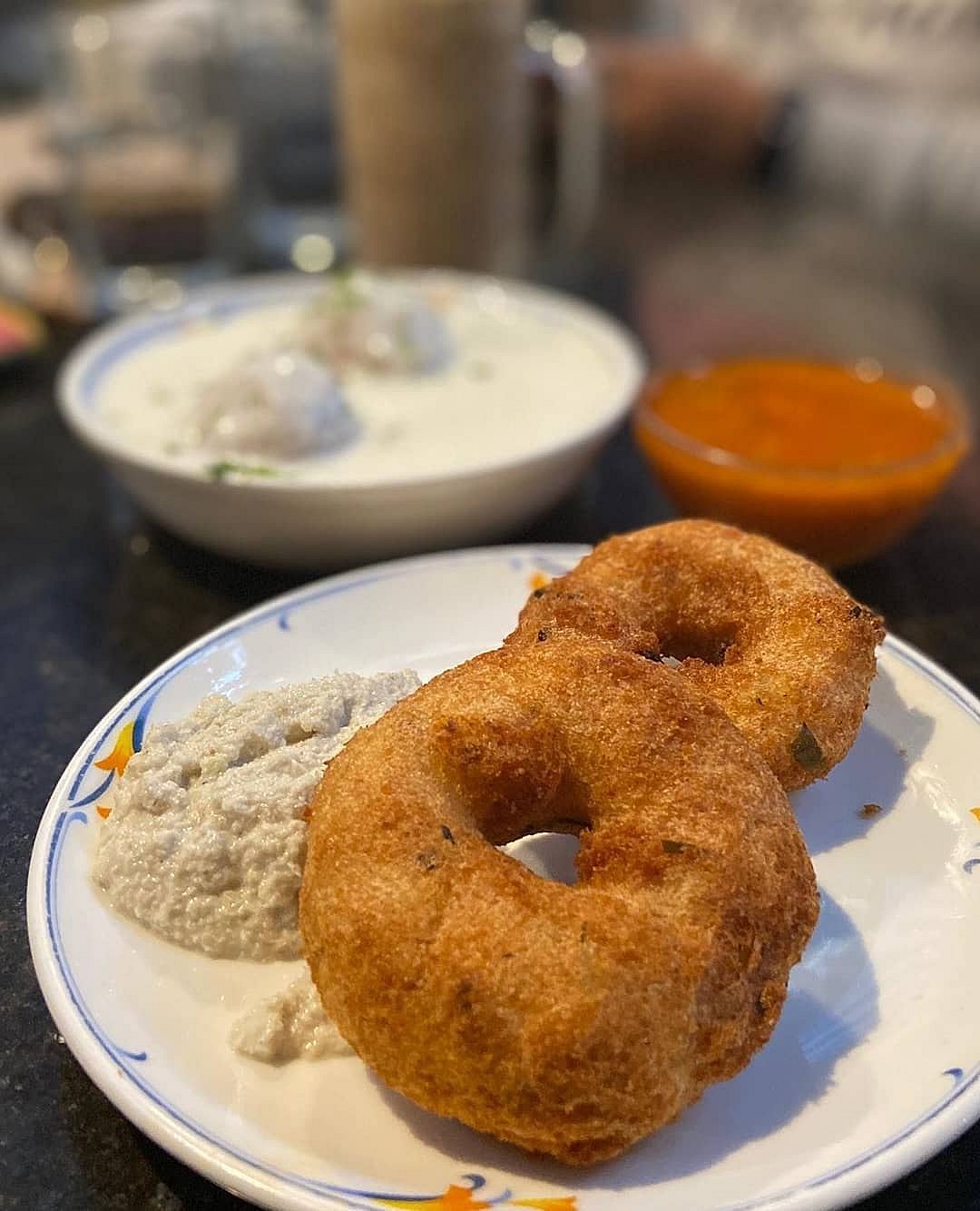Medu vada and dahi vada for breakfast