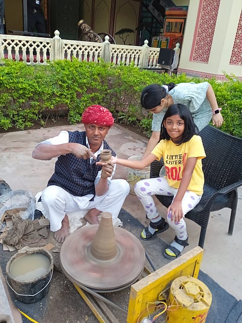 Kids can not only try their hand at creating pots, but even take it home with them