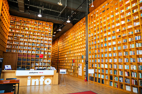 Interior of Forest of Wisdom public library in Paju Book City, South Korea