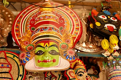 manoj_kulkarni : Kathakali masks on display in a shop