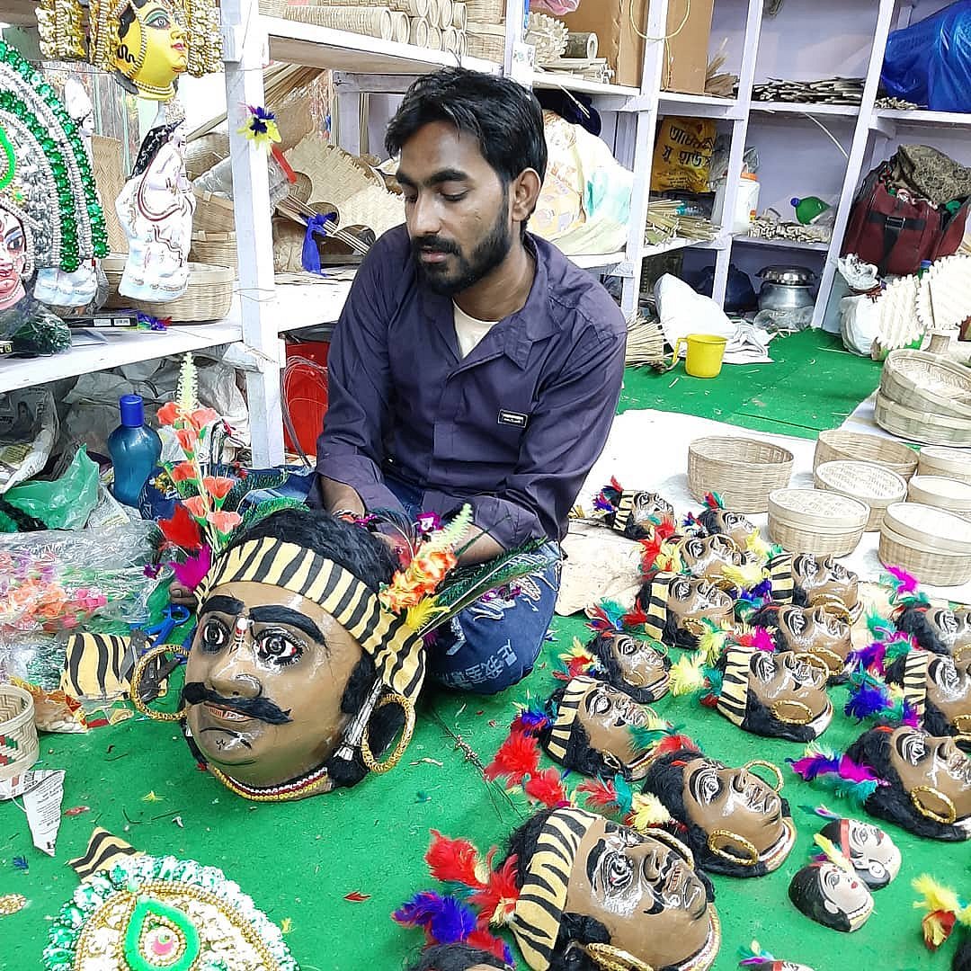 You can buy a variety of traditional masks from West Bengal