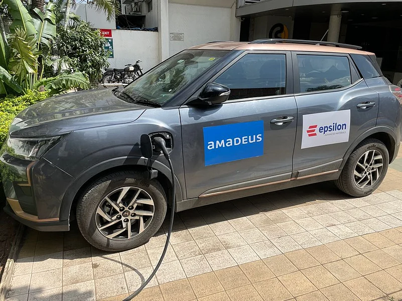 Sushils e-car at the charging station