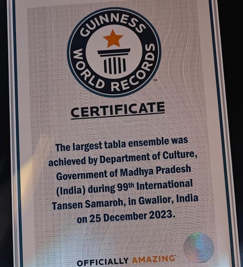 The Guinness World Record certificate won by MP government