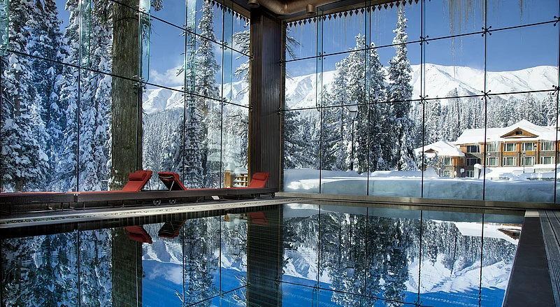 An indoor heated pool offers tranquil swims