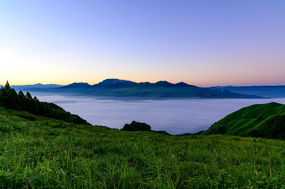 A sea of clouds around Mt. Aso in Japan