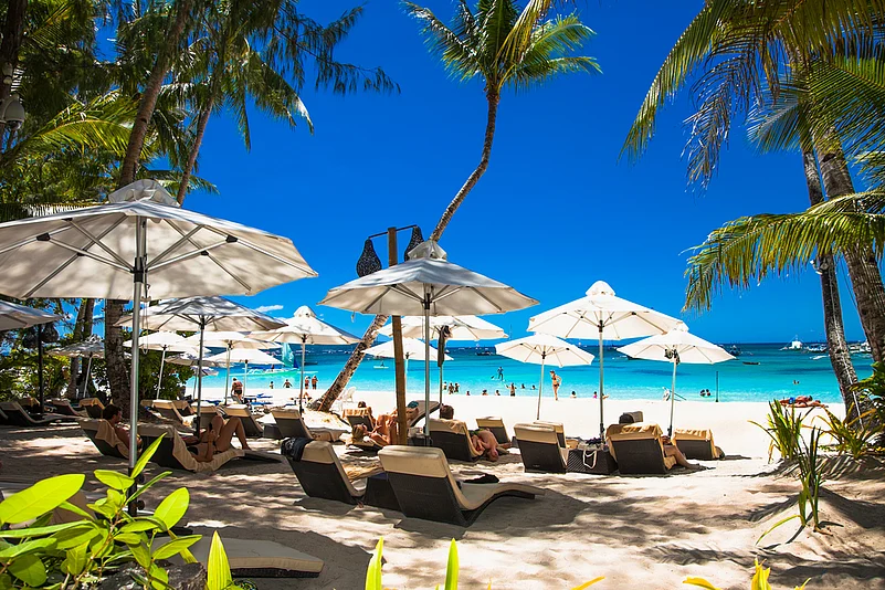 The white sand beaches of Boracay island in Philippines