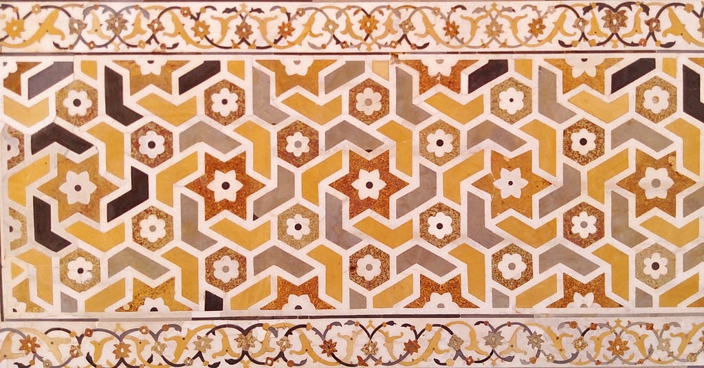 Pietra dura is the inlay technique of using cut and fitted, highly polished coloured stones to create designs and patterns