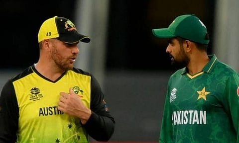 A match between Australia and Pakistan in the 2021 T20 Men's World Cup